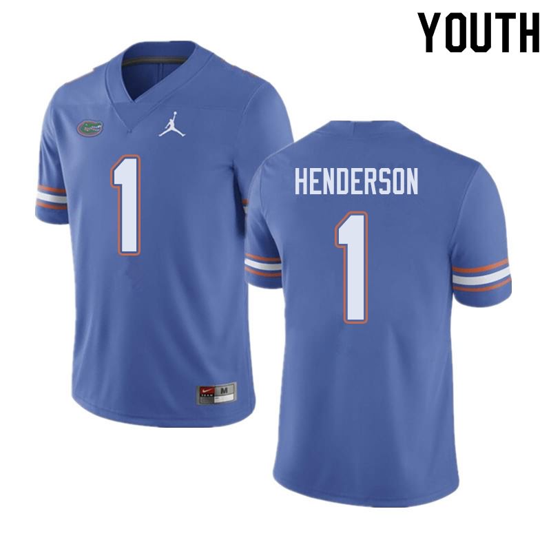 NCAA Florida Gators CJ Henderson Youth #1 Jordan Brand Blue Stitched Authentic College Football Jersey TIJ4264SD